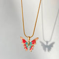 Multi Painted Butterfly/Snake Chain Pendant