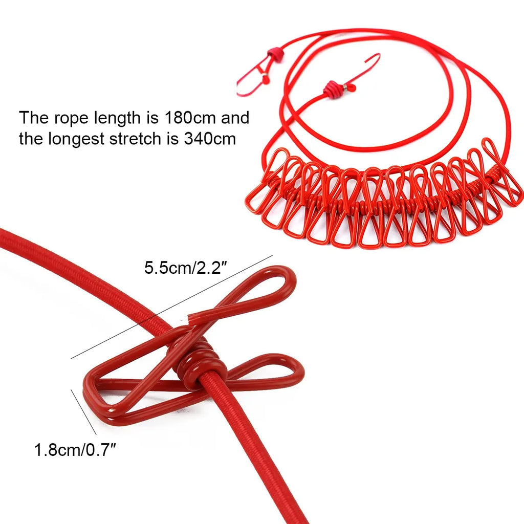 12 Clips Outdoor Clothesline Laundry Drying Line
