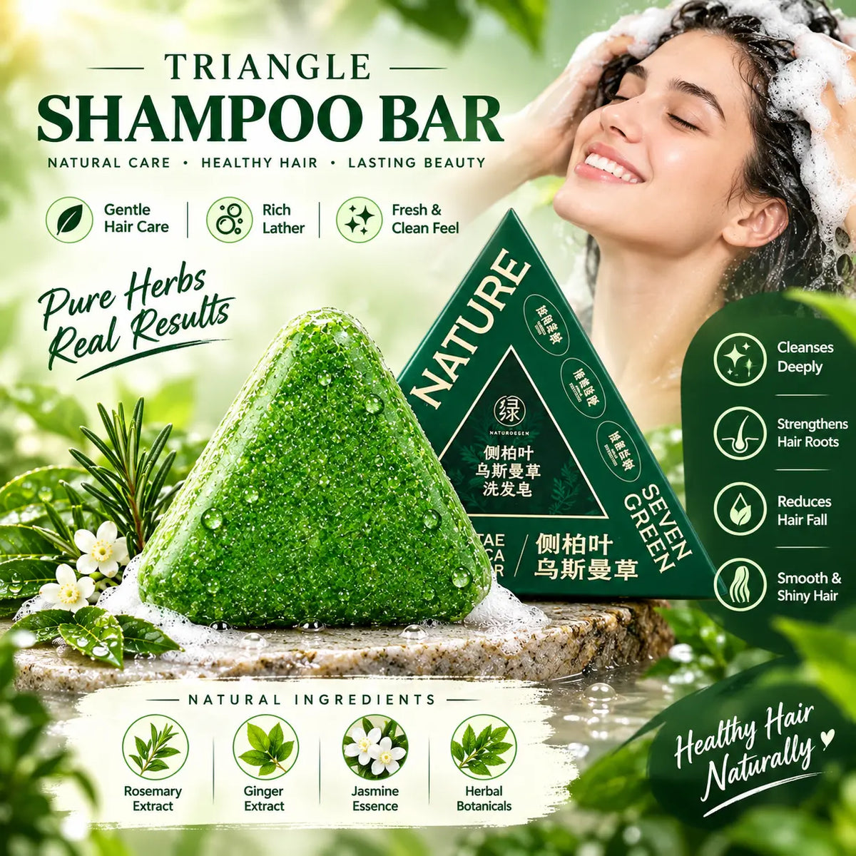 Triangle Herbal Shampoo Bar – Healthy And Shiny Hair